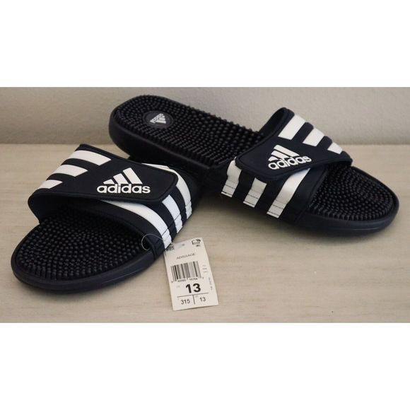 adidas 78261 Men's Sz 13 Navy/White Adissage Slip-On Sandals - Picture 3 of 7